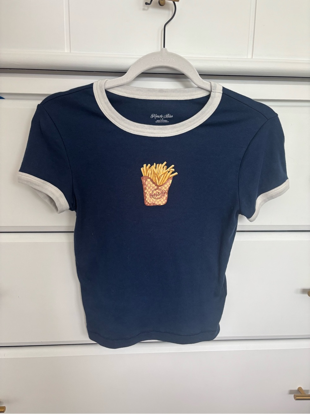 Kimchi Blue Navy Ringer Tee with Fries Patch